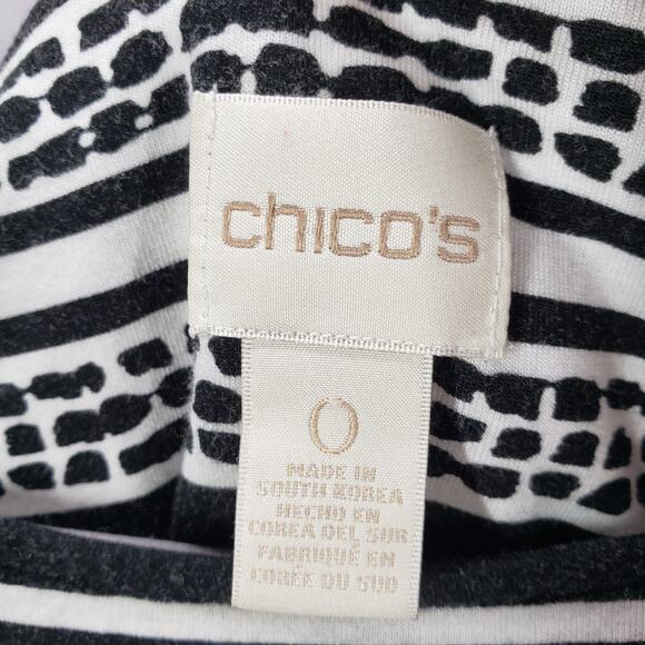 Chico's Women's Black White Knit Striped Batwing Sleeve Pullover Top Size 0 - Picture 6 of 13